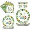 JSRHEEM Set di stoviglie per feste a forma di dinosauro, 50 pezzi, piatti e bicchieri con tovaglioli, adatti per 10 persone, decorazione per feste di compleanno dinosauro (Dinosaur)