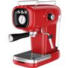Cucina di Modena Macchina per espresso retrò 20 bar con adattatore per capsule Nespresso, serbatoio da 0,7 l, rossa