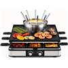 LIFEZEAL 3 in 1 Raclette Grill e Fonduta per 8 Persone, 1800W | Macchina per Raclette con Piastra Reversibile, Doppio Termostato Regolabile, Inclusi 8 Padellini, 8 Spatole e 8 Forchette