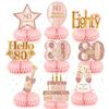 Zaewry Centrotavola a nido d'ape per 80° compleanno, decorazione per 80° | 9 decorazioni da tavola per 80° compleanno, decorazione da tavolo in oro rosa Cheers to 80 Years, centrotavola per feste di