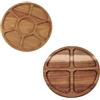 HOgardenME Set di vassoi da portata divisi in legno, confezione da 2 piatti per snack in legno massiccio con scomparti puzzle per frutta e noci, piatti rotondi per feste per Natale e uso quotidiano, colore