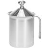 KARL HAUSMANN Montalatte Manuale in Acciaio Inox 850 ml, Induzione | Stantuffo a Doppio Filtro, Scala 800 ml, Coperchio Paraschizzi, Beccuccio, Manico Ergonomico, Schiuma Calda o Fredda