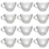 COSE DA CASA Set 12 Tazzine da Caffè in Vetro Trasparente 70 ml con Manico Design a Righe Verticali Senza Piattino Ideali per Espresso e Liquori Casa e Bar Professionali
