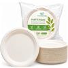 marketcaffe Set di 100 Piatti Piani in Polpa di Cellulosa Biodegradabili e Compostabili - Eco-Friendly e Resistenti, Ideali per Eventi e Feste, 100% Biodegradabili