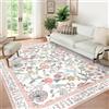 JynxtoyZeal Tappeto Vintage Fiori e Uccelli,Tappeto Stampa Botanica Morbido | Tessuto Velluto Cristallo Leggero,Adatto a Soggiorno,Camera,Ingresso per Decorazione Domestica Interna-80×120cm