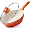 GiPP Wok Antiaderente da 24cm Adatto ai Fornelli a Induzione, Arancione | Padella con Beccuccio, Atossica e Priva di PFOA, Adatta a Diversi Tipi di Fornelli, Lavabile in Lavastoviglie