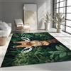 Generico Tappeto Moderno Lavabile a Pelo Corto 120 x 180 cm, Passatoia Antiscivolo Soggiorno Elegante Giungla Animale Giraffa Tappeto Stampato Adatto per Cucina Camera da Letto e Cameretta per Bambini Verde