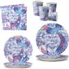 JSRHEEM Set di Posate per Feste a Tema Sirena - 50 Pezzi, Set di Piatti e Bicchieri Sirena con Tovaglioli, Adatto per 10 Persone - Decorazione per Feste di Compleanno a Tema Sirena