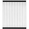 Generic Scolapiatti pieghevole per lavello in acciaio inox, ripiano per filtro dell'acqua per verdure e piatti, resistente al calore, organizer da appoggio (nero, 29 x 52 cm)