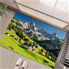 JEDTAKCT Tappeti Villaggio Di Montagna Per Il Soggiorno 60X90Cm Tappeto Paesaggio Forestale Antiscivolo Tappeto Zerbino Per Porta Lavabile In Lavatrice Tappeti Morbidi A Pelo Corto Verde Smeraldo