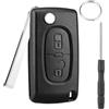 Chaexii 2 pulsanti Cover Chiave per Peugeot 207 307 308 407 408 3008 5008 Telecomando, compatibile con Citroe-n C2 C3 C4 C5 C6 C8 Guscio chiave con kit di rimozione (CE0536)
