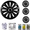 farbrothersonline PLATTO AUTO 185/55 R15 CERCHIO 15 CC046 COPRICERCHIO COPRICERCHIONE COPPE RUOTE NERO PER PNEUMATICI SET DI 4 PEZZI CON MATERIALE ABS VERNICIATURA AD ACQUA TOTAL BLACK