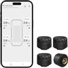 HUAJUN Sistema di controllo della pressione degli pneumatici con 4 sensori esterni, app TPMS per moto e auto, rilevatore di pressione e temperatura, supporta iOS e Android, 0-116psi/0-8bar