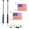 Artudatech 2X 2ft RGB LED APP Whip Lights Antenna W/Flag Remote Control Fit for Polaris UTV ATV