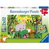 Ravensburger - Puzzle Bambini 3 Anni, 2x12 Pezzi, Animali della Giungla | 2 puzzle da 12 pezzi con animali della giungla, ideali come puzzle bambini 3 anni per imparare divertendosi.