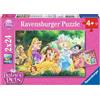 Ravensburger Puzzle per Bambini a Partire dai 4 Anni, 2 Puzzle da 24 Pezzi Ciascuno, 26x18cm, I Migliori Amici delle Principesse Disney