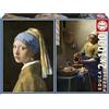 Educa - Confezione da 2 puzzle per adulti da 1000 pezzi | La ragazza con l'orecchino di perla + la lattaia, Johannes Vermeer. Dimensioni: 48 x 68 cm. Dai 14 anni (20309)