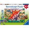 Ravensburger Kinderpuzzle 05179 - Wilde Urzeittiere - 2x24 Teile Puzzle für Kinder ab 4 Jahren