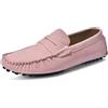 Lewhosy Mocassini da uomo per il tempo libero in pelle scamosciata, classiche scarpe slip-on con suola in gomma