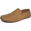 Lewhosy Mocassini da uomo per il tempo libero in pelle scamosciata, classiche scarpe slip-on con suola in gomma