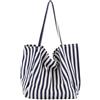 NJIEzhao Borsa da spiaggia a righe Borsa a tracolla dal design a righe in tela di grande capacità for borse da viaggio casual femminili spiaggia estiva donna