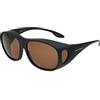 Dioptics Solarshield avvolgente 'Fits-Over' (occhiali) o indossare occhiali da sole con montatura nera e lenti in rame (meglio per guidare) con custodia morbida.