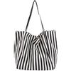 NJIEzhao Borsa da spiaggia a righe Borsa a tracolla dal design a righe in tela di grande capacità for borse da viaggio casual femminili spiaggia estiva donna