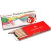 STOCKMAR Set di 6 matite colorate triangolari + 1 matita di grafite in scatola di cartone: impugnatura comoda, miscelazione e ombreggiatura fluide, matite da disegno con nucleo spesso per artisti