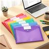 Generic Set di 6 buste in plastica per documenti formato lettera, formato A4, con tasca per etichette e bottone a pressione, per lavoro, ufficio, organizzazione