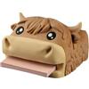 Glifora Highland Cow - Porta foglietti adesivi e dispenser con set di stencil, organizer da scrivania con portapenne e slot per foto, accessorio da scrivania per ufficio