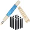SIPLIV Jinhao 82 - Mini penna stilografica in acrilico, penna tascabile da viaggio a paragrafo corto, con convertitore di inchiostro e 20 cartucce di inchiostro nero, pennino extra fine iridio, blu