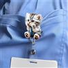 Generic Porta badge retrattile in acrilico a forma di gatto, con clip a coccodrillo, regalo divertente per infermieri, medici, impiegati, amanti dei gatti, XPJ-54