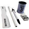 JUVE OFFERTA SCUOLA- KIT UFFICIALE PORTAPENNE WHITE JUVE JUVENTUS MATITA TEMPERINO PENNA GOMMA RIGHELLO 15cm