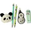Generico Kit Di Cancelleria Nastro Correttore con Penna a Design Panda | di Cancelleria con e Ciondolo in Peluche per Studenti, Scuola, Scrittura, Università, Aula e Prendere Appunti