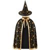 YQQYG Mantello da mago e cappello da mago per bambini dai 3 ai 10 anni | 2 pezzi costume da mago mantello di Halloween per feste cosplay