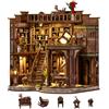 Teoryieer DIY Book Nook per Adulti, Angolo Lettura in Wooden Booknook 3D | Mini Casa in Legno a Tre Piani con Luci LED, Livello di Difficoltà 5, Soggiorno, Natale e Compleanni