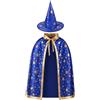 YQQYG Mantello da mago e cappello da mago per bambini dai 3 ai 10 anni | 2 pezzi costume da mago mantello di Halloween per feste cosplay