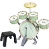 Guohetuk Batteria per Bambini, Strumento a Percussione, Kit di Batteria Sgabello, Caratterizzato da Bordi Lisci E Arrotondati, Materiale PP, Adatto PE, Verde