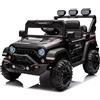 Garvee Jeep Elettrica Fuoristrada Per Bambini, 12V, Doppio Motore, Nero | 7Ah, Telecomandabile, 3 Marce, Luci LED e Musica, Portata Massima 30 kg, Adatto a Bambini dai 3 agli 8 Anni