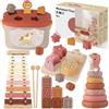 Anook Giochi Montessori 6 Mesi a 1 Anno, 5 in 1 Giochi Neonato 6-9-12 Mesi | Giochi Bambini 6 Mesi,Giochi Snsoriali per Neonati con Giocattoli Impilabili e Classificazione,Xilofono,Regalo Bambino 6 Mesi
