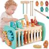 LINFUN KIDS Giochi Montessori 2 Anno,Giochi in Legno Acchiappa la Talpa | 6 in 1 Giocattoli in Legno Bambini con Xilofono,Gioco Pesca e Labirinto Multiattivita Educativo Regalo 18+ Mesi Bambino