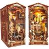 Spilay Kit fai da te per la casa delle bambole Booknook Libreria Insert Decor Alley, fermalibri modello Build-Creativity Kit con protezione antipolvere (Wizarding World with Led Dust Cover)