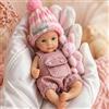 Aniiyy Bambolina Mini in Silicone Corpo Intero da 6 Pollici, Bambina con Occhi Aperti, Dettagli Realistici, Pelle Morbida, Vestito Carino, Gioco di Simulazione, Regalo per Bambini