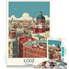 JIANGENNF Puzzle per adulti da 1000 pezzi con poster della città di Łódź, gioco educativo, decorazione per la casa, per rafforzare l'amore tra le coppie 38x26cm