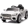 LALAHO Auto elettrica per bambini Mercedes-Benz SL500 12V(Bianco) | Doppio motore 390*2,3-5 km/h,batteria 4.5Ah,LED, telecomando,musica+Bluetooth,sicuro,per 3-5 anni