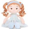 LeyaDoll Bambola Morbida 30 cm, Regalo 1 Anno Bambina, Battesimo e Natale | Scatola regalo rosa inclusa, morbida compagna della nanna, viso ricamato, tessuto soffice e lavabile in lavatrice.