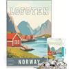JIANGENNF Puzzle da 1000 pezzi per ragazzi, Isole Lofoten in Norvegia, giochi rilassanti, attività divertenti da fare a casa, ottimo regalo per gli appassionati di videogiochi 38x26cm