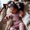 Reborn Baby Bambole Reborn 20 Pollici Realistiche Ragazza Nera Morbidezza Corpo in Cotone Africano Realistico Neonato Vita Reale Pelle Caramello Capelli Ricci per Bambini Età 3+