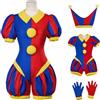 YOGLY Bambini‌ Pomni Clown Costume Cosplay Circo Pomni Stampato Jumpsuits e Cappello Guanti per Carnevale Halloween Festa Mascherata Performance Costume