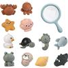 NIWWIN Set 12 Giocattoli da Bagno Animali Marini con Retino per Bambini | Galleggianti in Vasca, 12 Personaggi Inclusi, Retino da Pesca, Per Bambini Piccoli, Animali Colorati